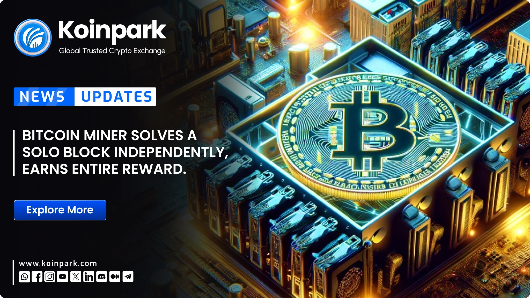 Bitcoin Miner Solves a Solo Block Independently, Earns Entire Reward.