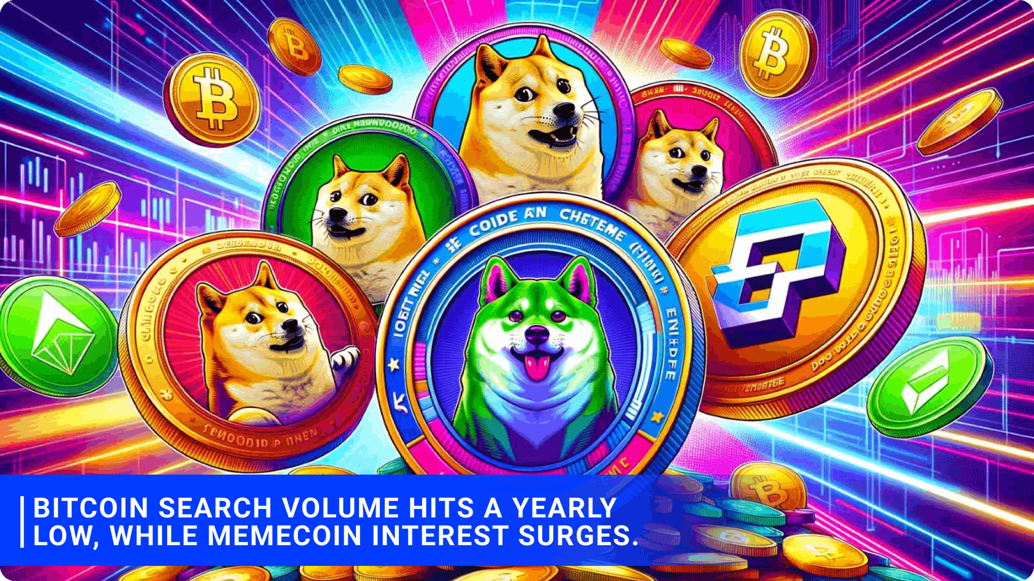 Bitcoin search volume hits a yearly low, while memecoin interest surges.