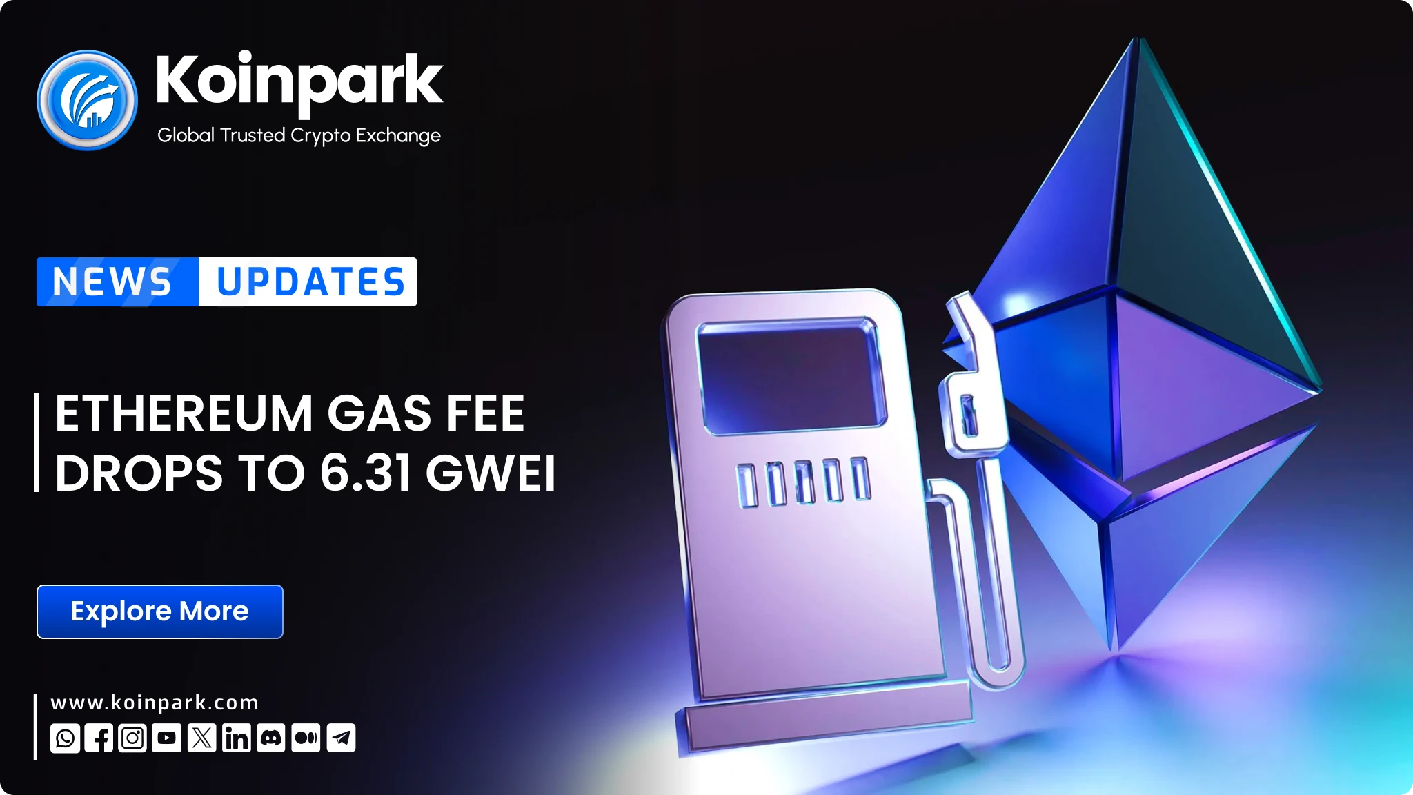 Ethereum Gas Fee Drops To 6.31 Gwei