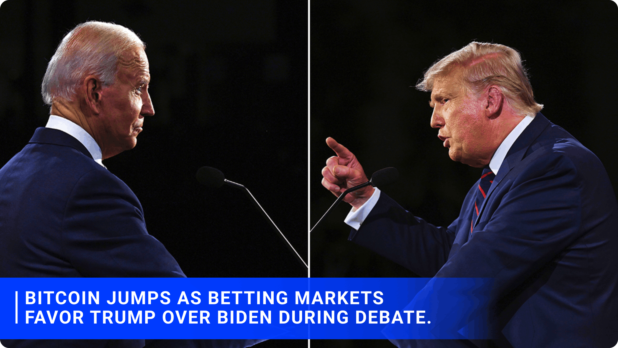 Bitcoin jumps as betting markets favor Trump over Biden during debate.