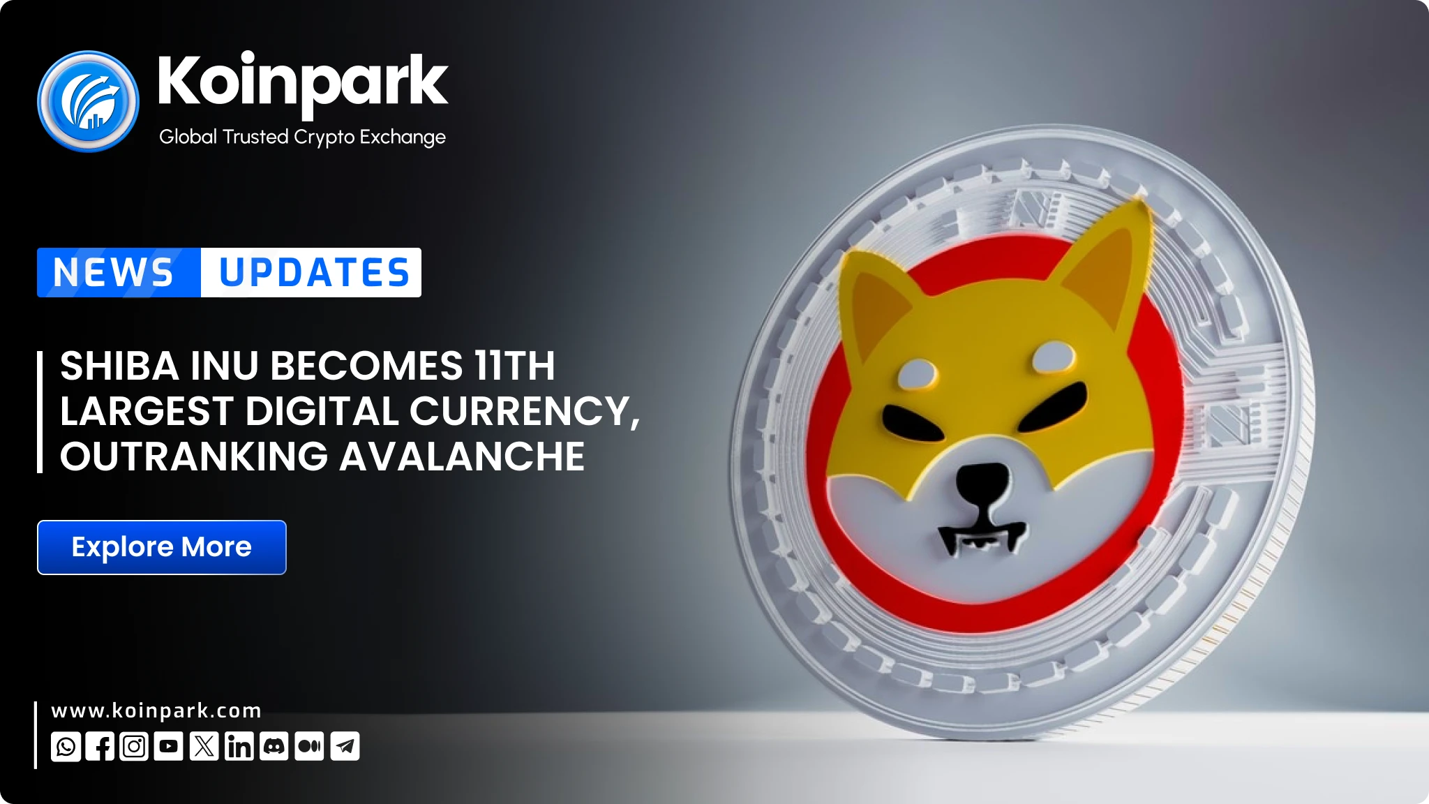 Shiba Inu Becomes 11th Largest Digital Currency, Outranking Avalanche