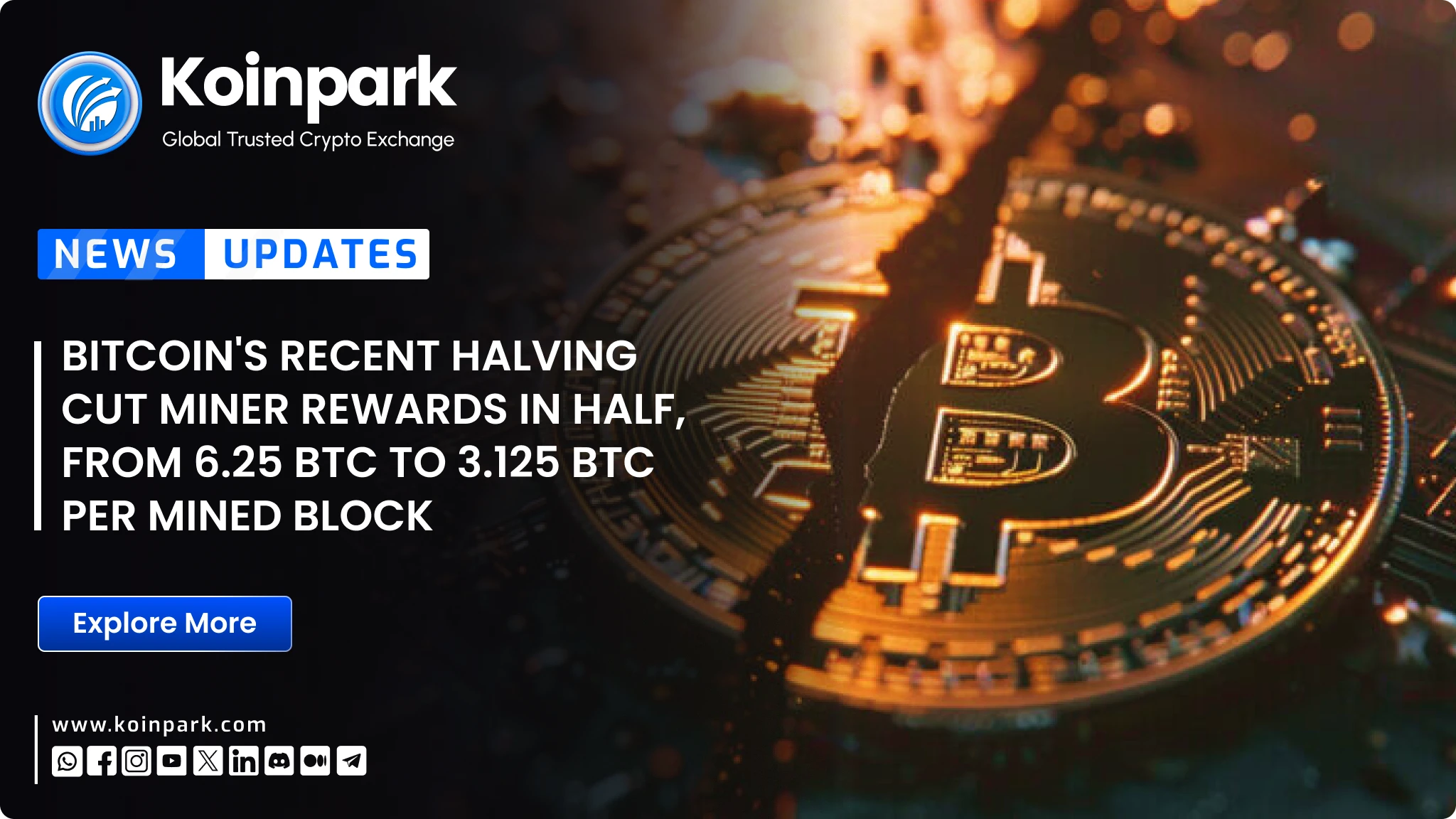 Recent Bitcoin halving reduce miner rewards from 6.25 BTC to 3.125 BTC