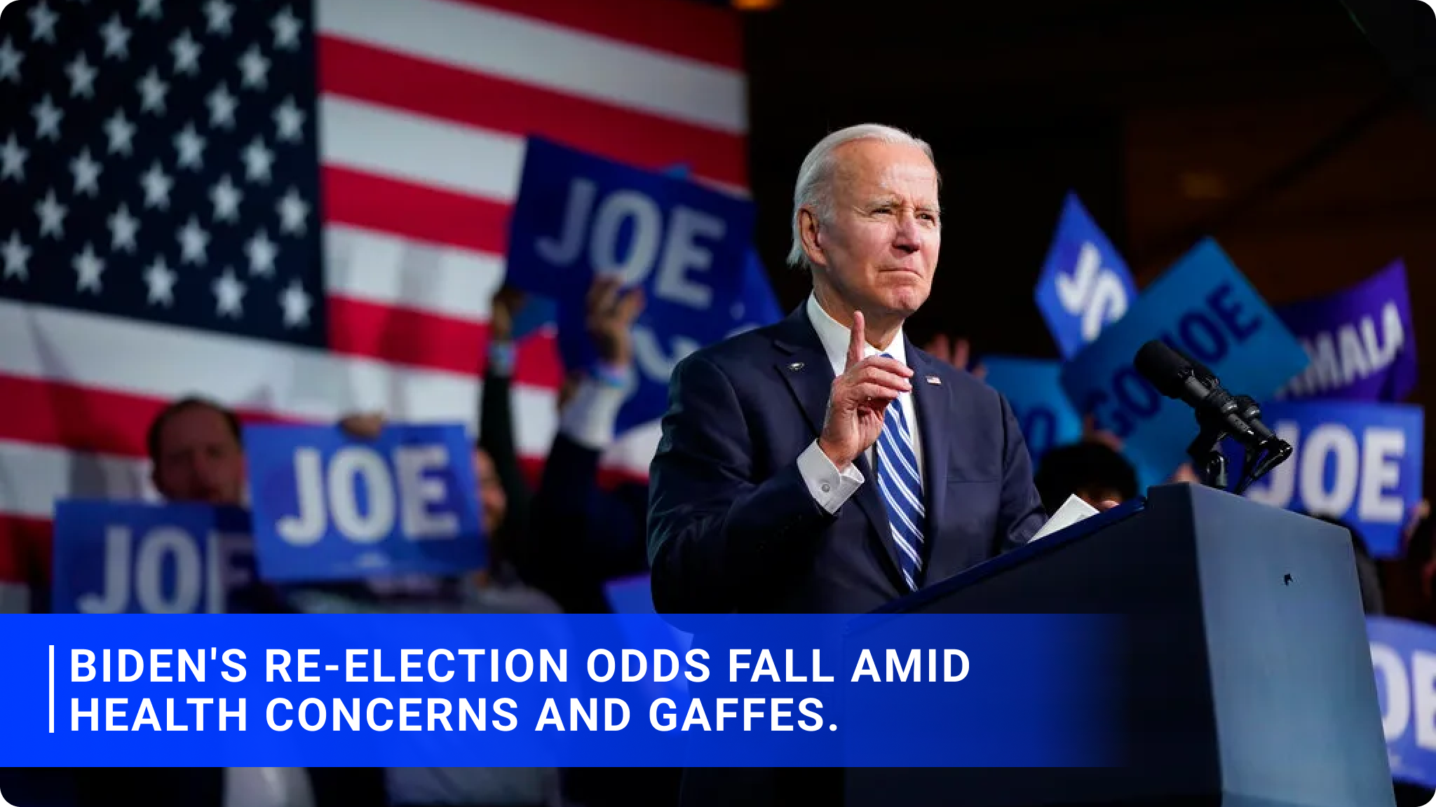 Biden's re-election odds fall amid health concerns and gaffes.