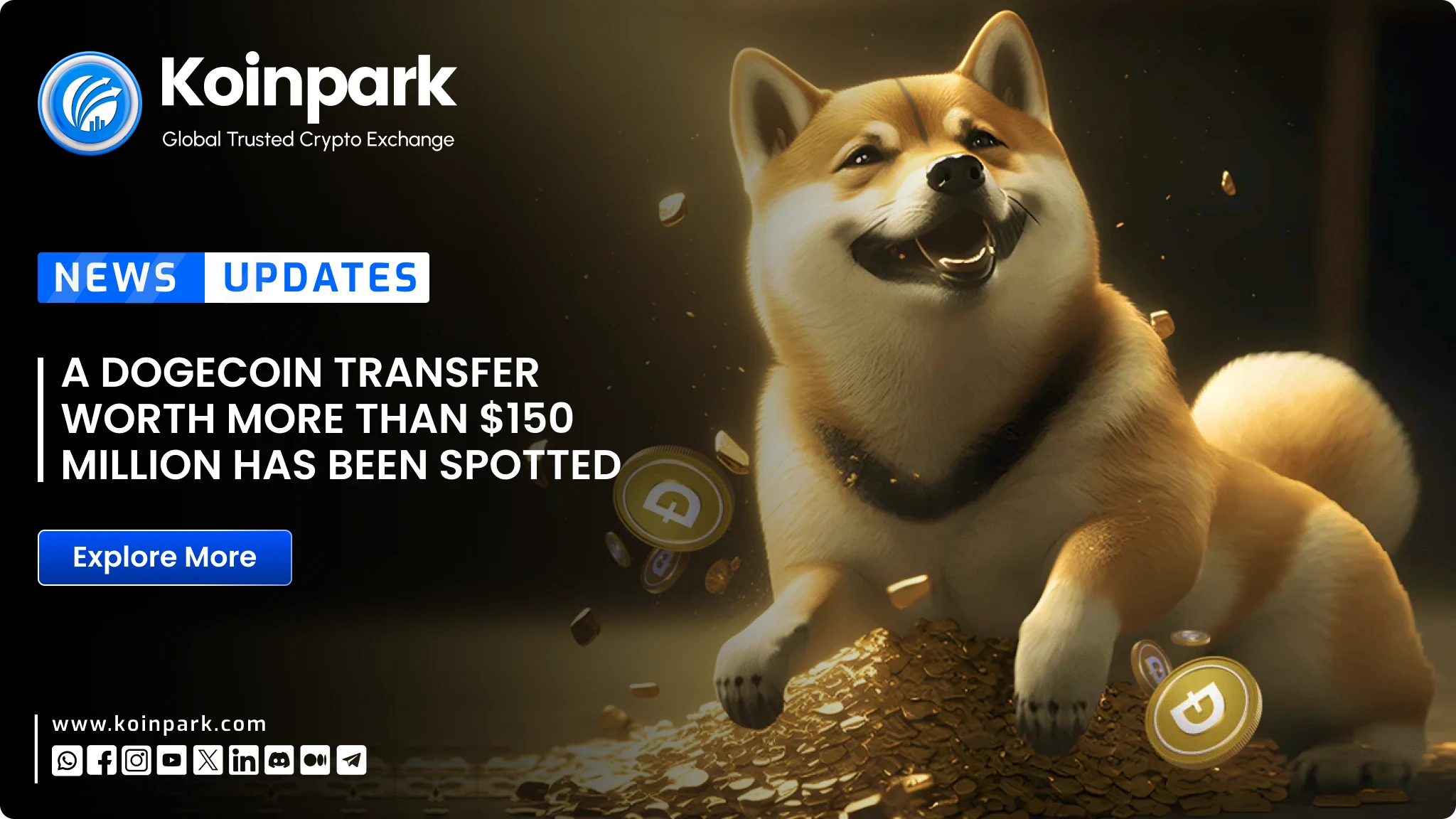 A Dogecoin transfer worth more than $150 million has been spotted